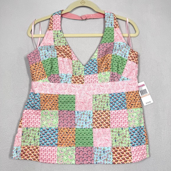 Vineyard Vines Tops - Vineyard Vines Top Womens 12 Patchwork Halter Marthas Vineyard Coastal Beach NWT
